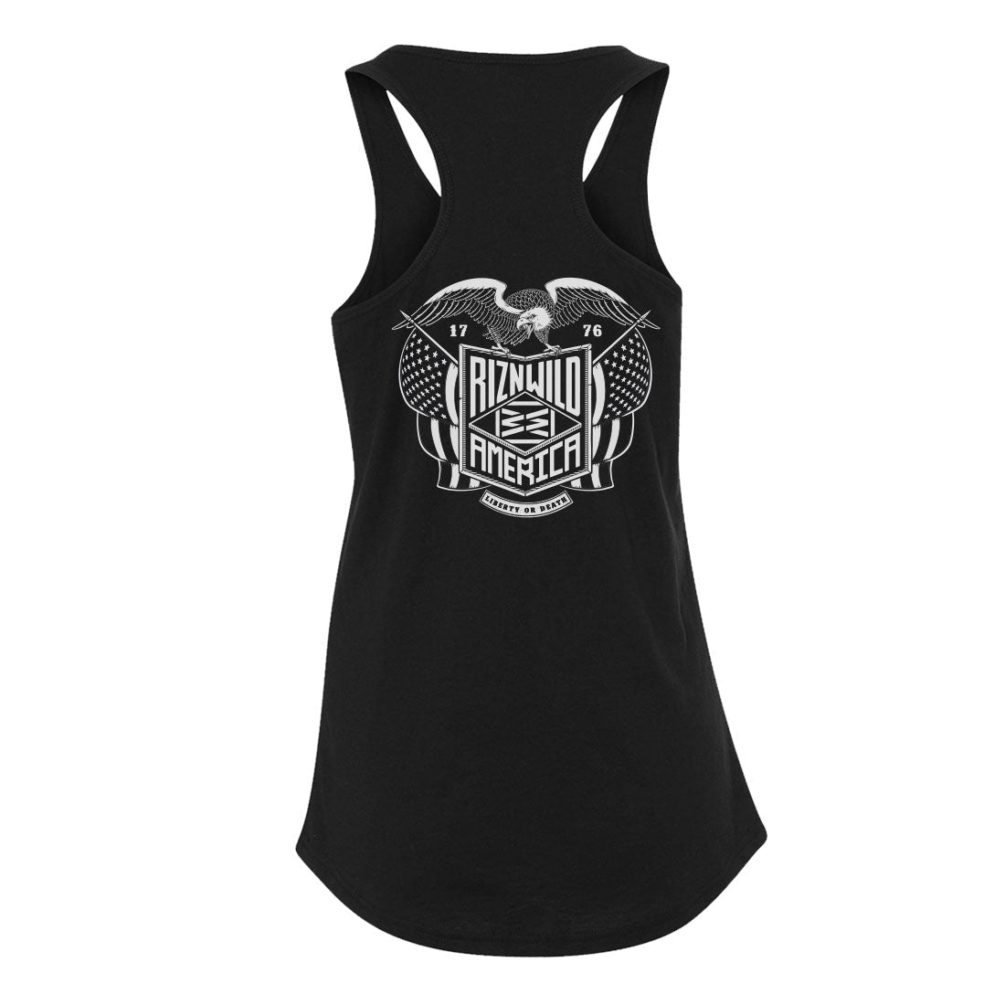 AMERICA WOMENS RACERBACK TANK IN BLACK